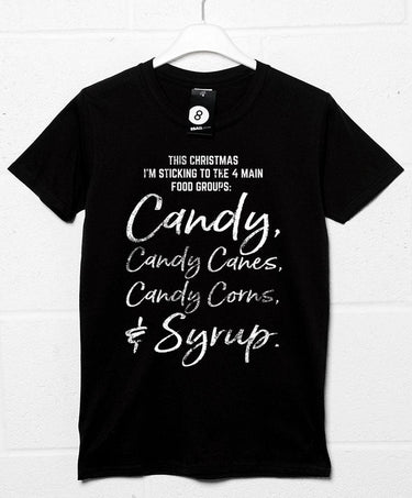 Four Main Food Groups Christmas Slogan T-Shirt For Men 8Ball
